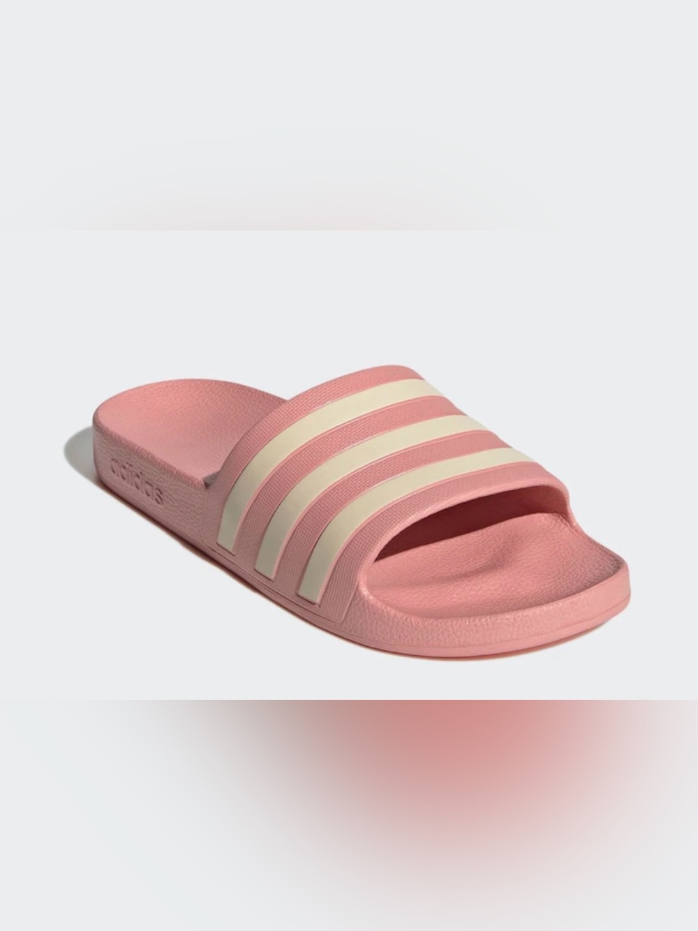 adidas Dust Pink Slide Sandal with White Stripes